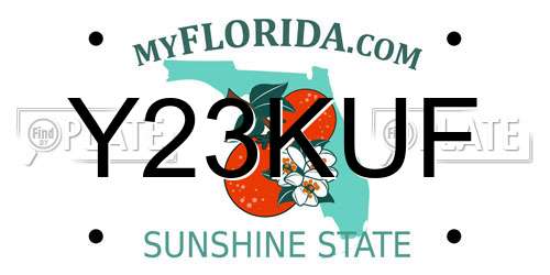 Y23KUF Florida License Plate