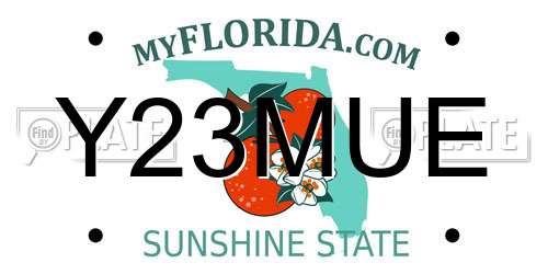 Y23MUE Florida License Plate