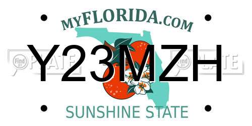 Y23MZH Florida License Plate