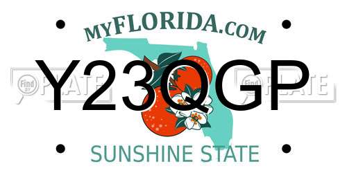 Y23QGP Florida License Plate