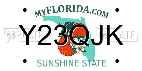 Y23QJK Florida License Plate