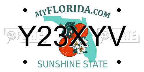 Y23XYV Florida License Plate