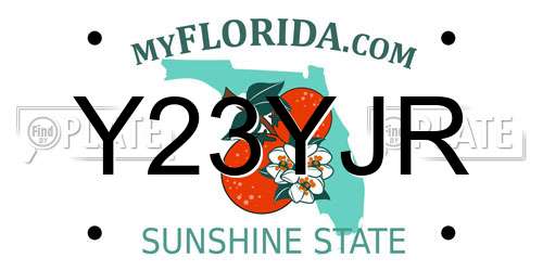 Y23YJR Florida License Plate