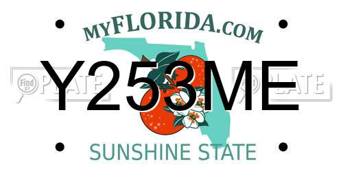 Y253ME Florida License Plate
