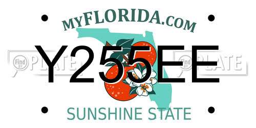 Y255EE Florida License Plate