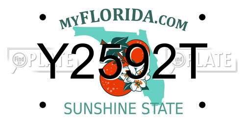 Y2592T Florida License Plate
