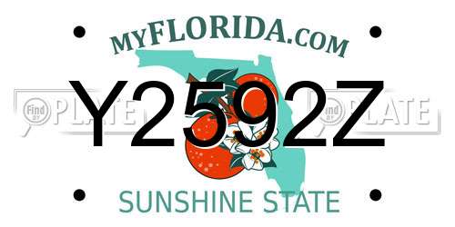 Y2592Z Florida License Plate