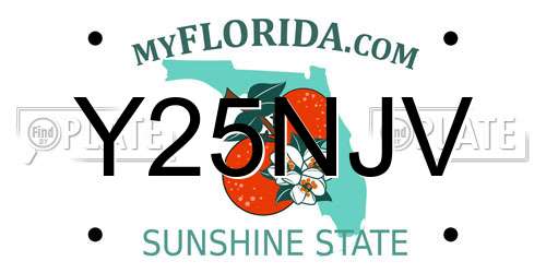 Y25NJV Florida License Plate