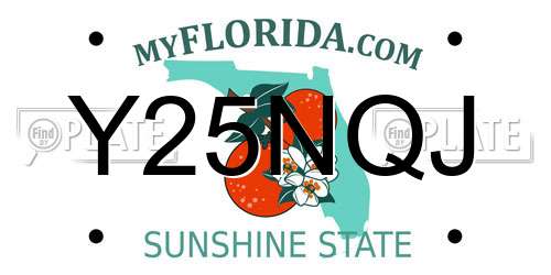 Y25NQJ Florida License Plate