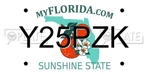 Y25PZK Florida License Plate