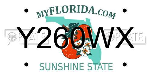 Y260WX Florida License Plate