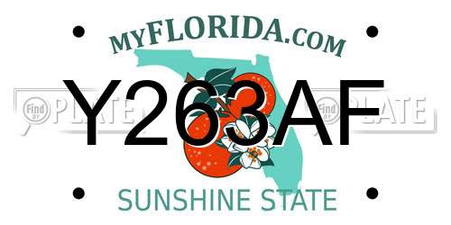Y263AF Florida License Plate