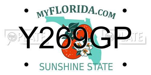 Y269GP Florida License Plate