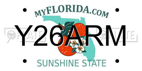 Y26ARM Florida License Plate