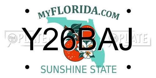 Y26BAJ Florida License Plate