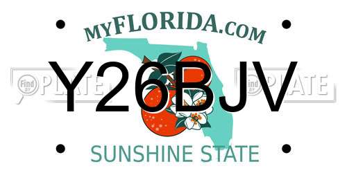 Y26BJV Florida License Plate