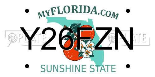 Y26FZN Florida License Plate