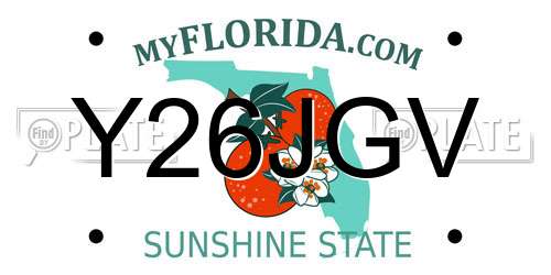 Y26JGV Florida License Plate