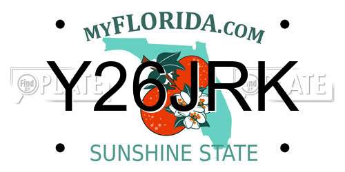 Y26JRK Florida License Plate