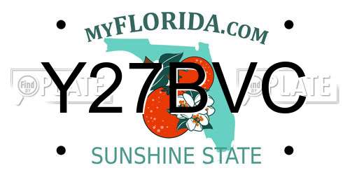 Y27BVC Florida License Plate