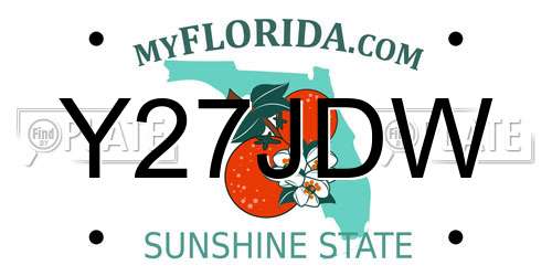 Y27JDW Florida License Plate