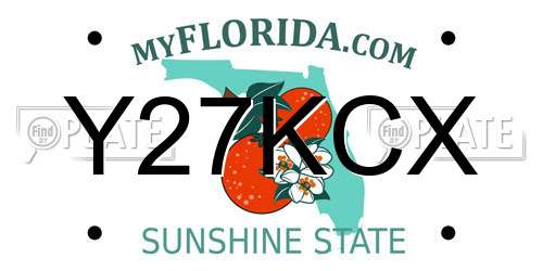 Y27KCX Florida License Plate