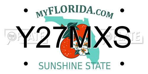 Y27MXS Florida License Plate