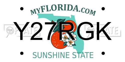 Y27RGK Florida License Plate