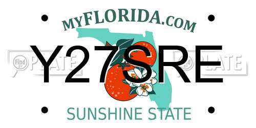 Y27SRE Florida License Plate
