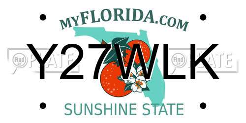 Y27WLK Florida License Plate