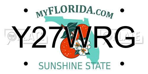 Y27WRG Florida License Plate
