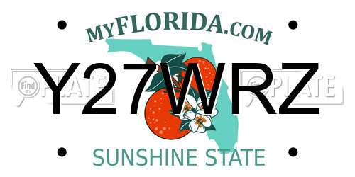 Y27WRZ Florida License Plate