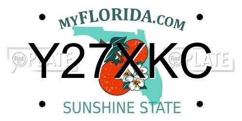 Y27XKC Florida License Plate