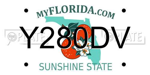 Y280DV Florida License Plate