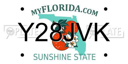 Y28JVK Florida License Plate