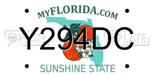 Y294DC Florida License Plate