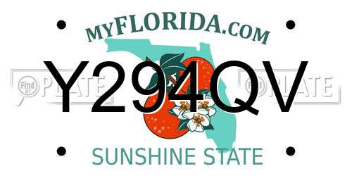 Y294QV Florida License Plate