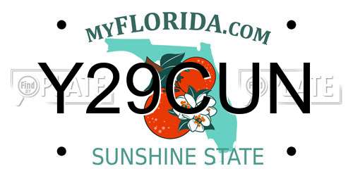 Y29CUN Florida License Plate