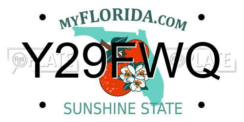 Y29FWQ Florida License Plate