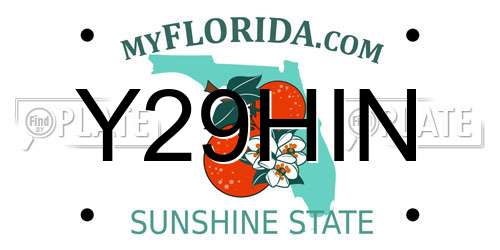 Y29HIN Florida License Plate