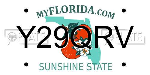 Y29QRV Florida License Plate