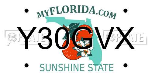 Y30GVX Florida License Plate