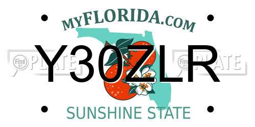 Y30ZLR Florida License Plate
