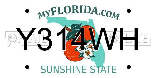 Y314WH Florida License Plate
