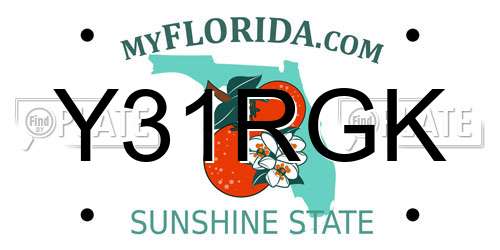 Y31RGK Florida License Plate