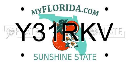 Y31RKV Florida License Plate