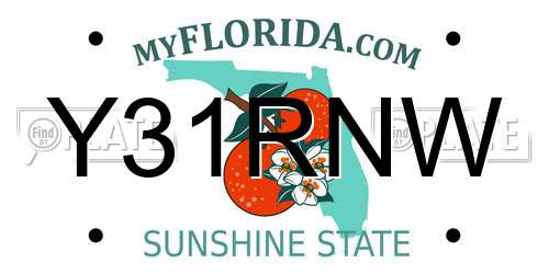 Y31RNW Florida License Plate
