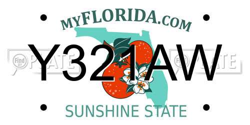 Y321AW Florida License Plate