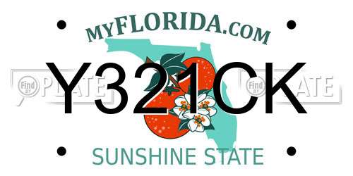 Y321CK Florida License Plate