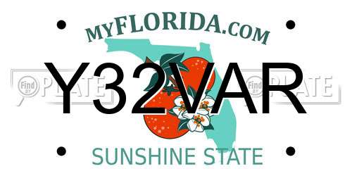 Y32VAR Florida License Plate